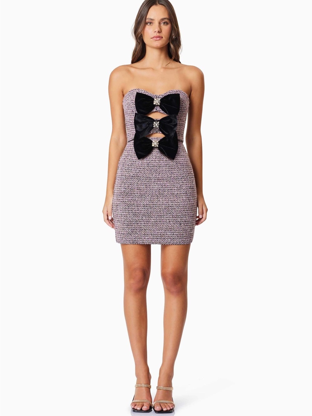Elliatt Magnolia Party Mini Dress In Purple Tweed Mini Dress